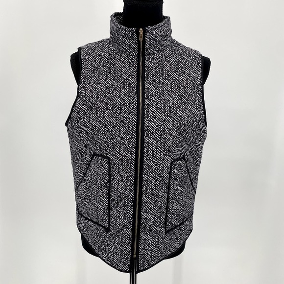 Shop Wanna B Ladies Black/White Quilted Vest Zip Up Collar Pockets - Small - Picture 2 of 12